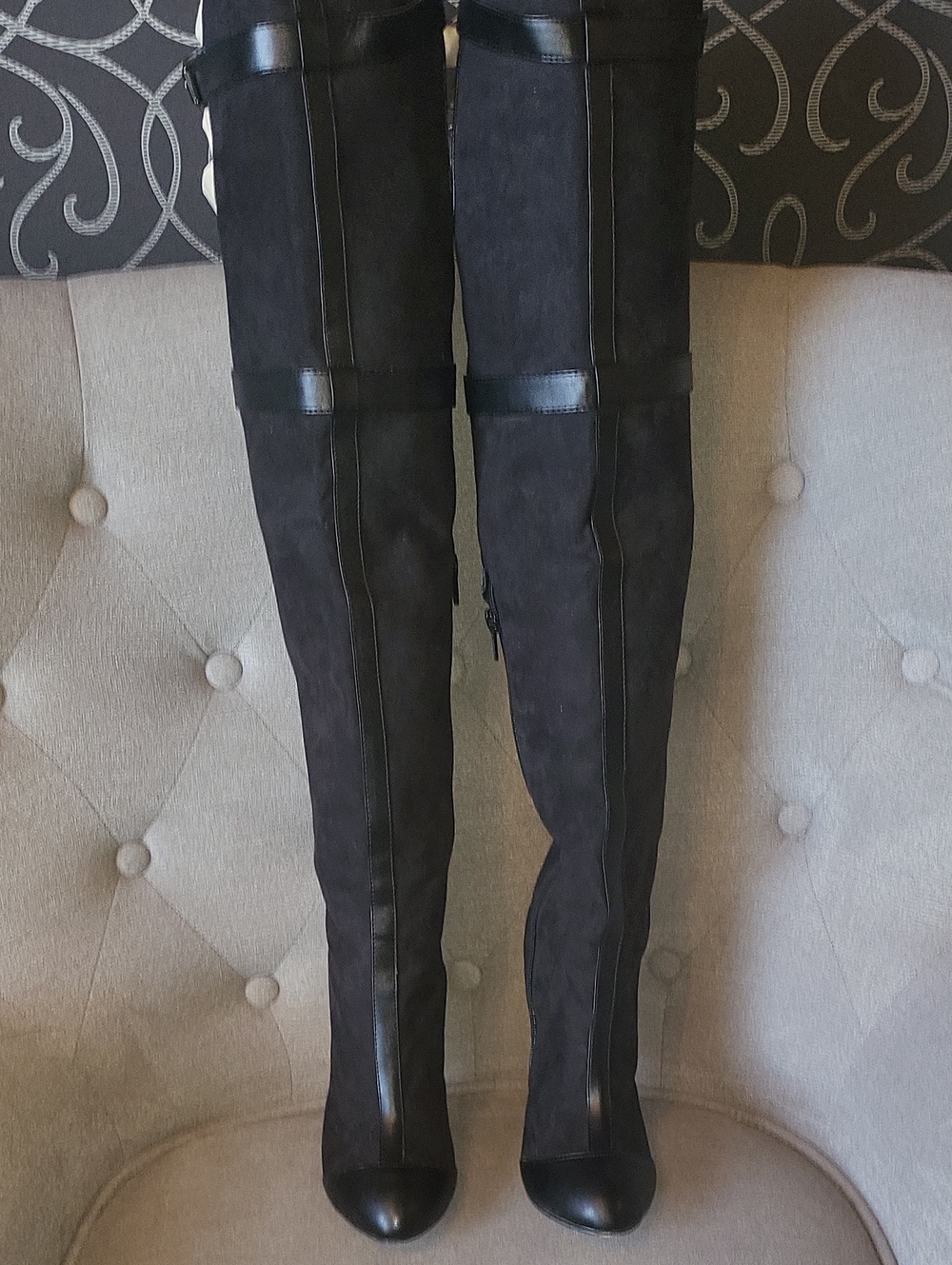 Over-the-Knee Black Suede Boots - Women's Tall Fashion Boots